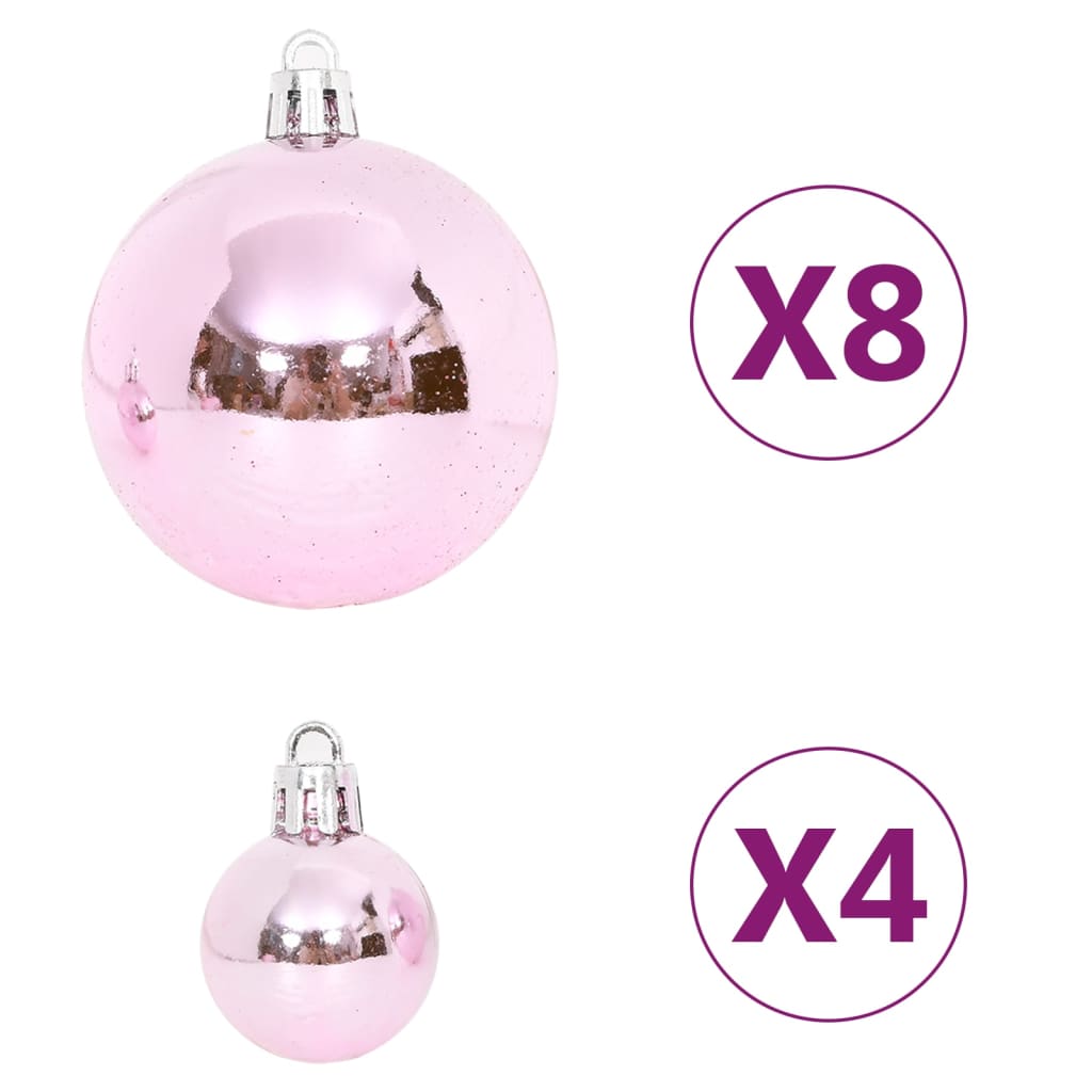 65 Piece Christmas Bauble Set Pink/Red/White - OLBRIT