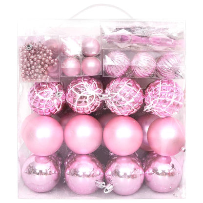 65 Piece Christmas Bauble Set Pink/Red/White - OLBRIT