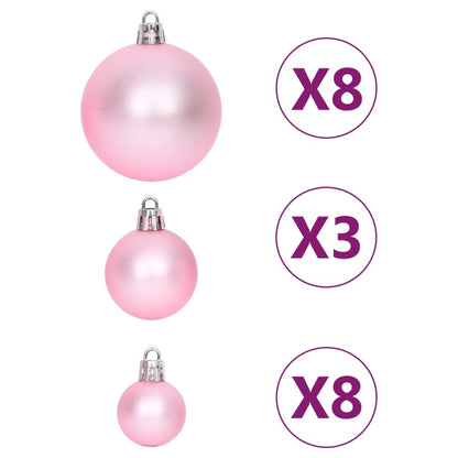 65 Piece Christmas Bauble Set Pink/Red/White - OLBRIT