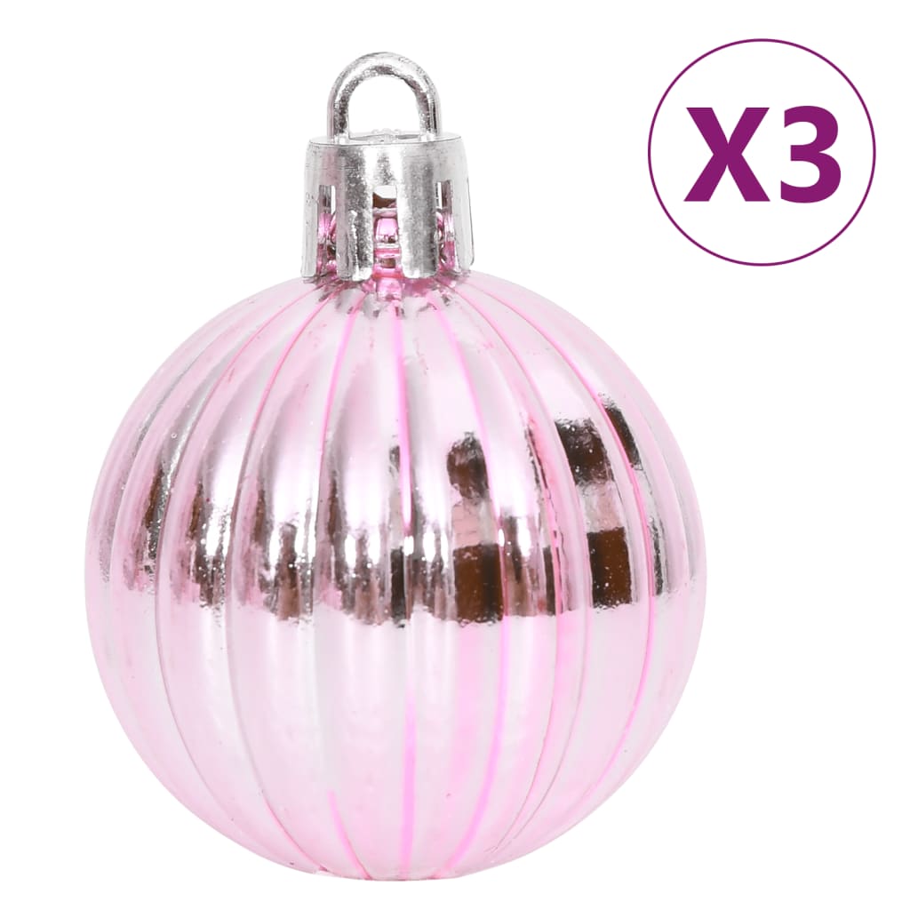 65 Piece Christmas Bauble Set Pink/Red/White - OLBRIT