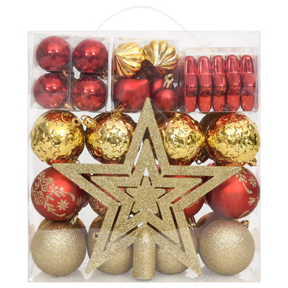 70 Piece Christmas Bauble Set Gold and Red - OLBRIT