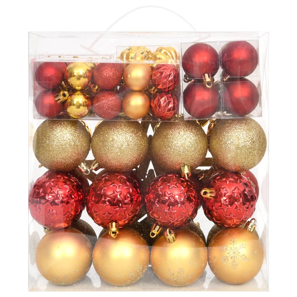 70 Piece Christmas Bauble Set Gold and Red - OLBRIT