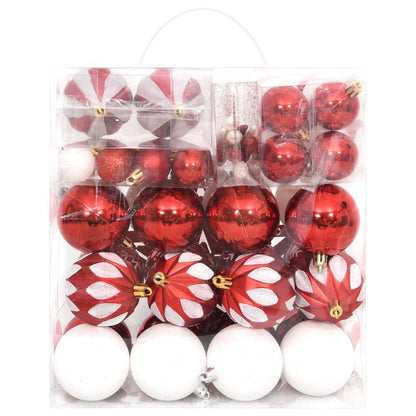 64 Piece Christmas Bauble Set Red and White - OLBRIT