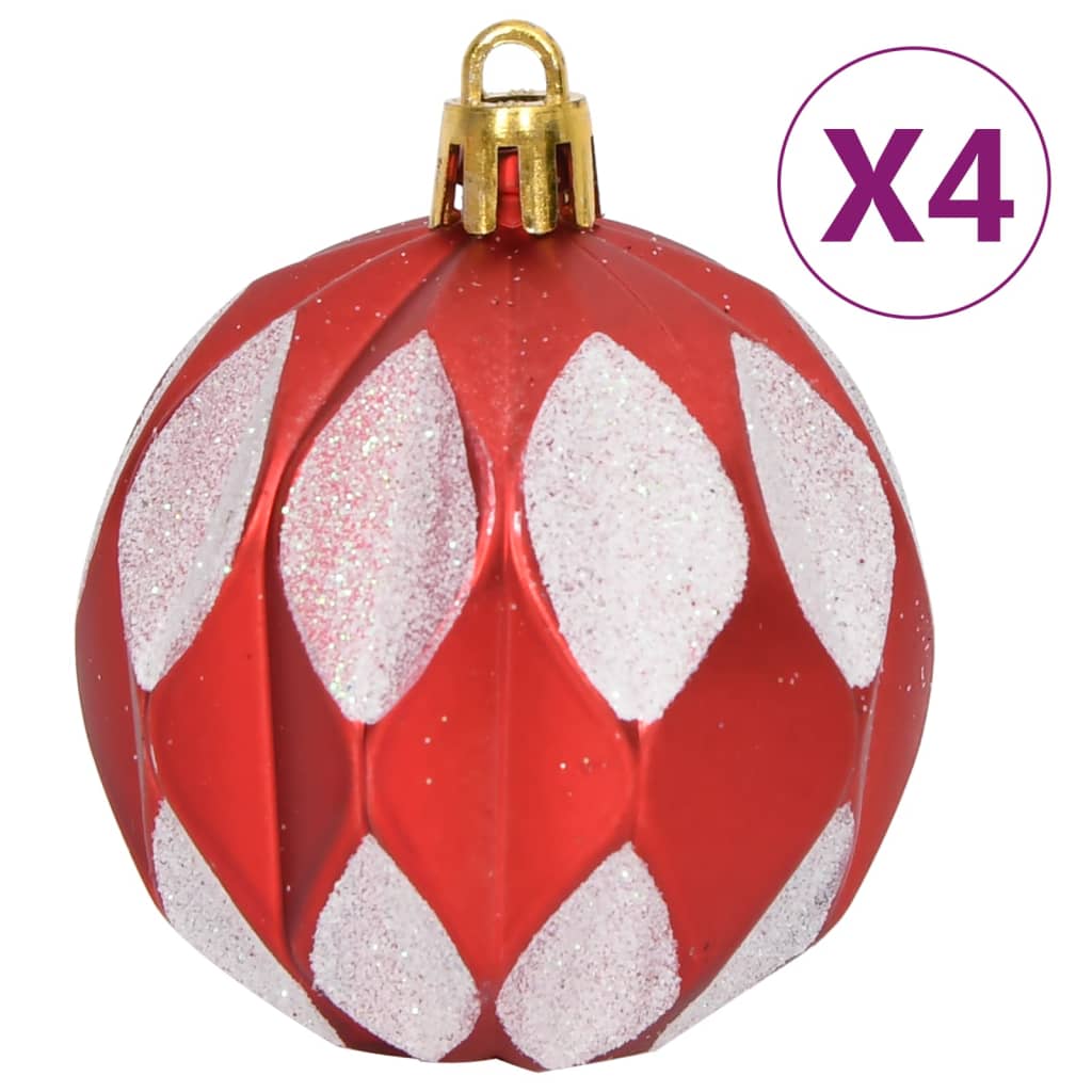 64 Piece Christmas Bauble Set Red and White - OLBRIT
