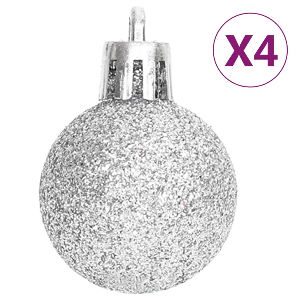 70 Piece Christmas Bauble Set Silver and White - OLBRIT