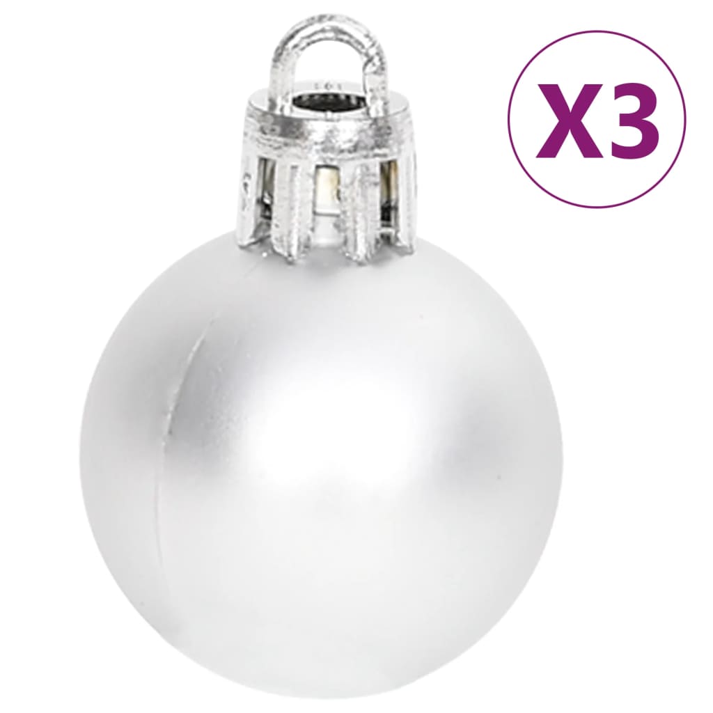 70 Piece Christmas Bauble Set Silver and White - OLBRIT