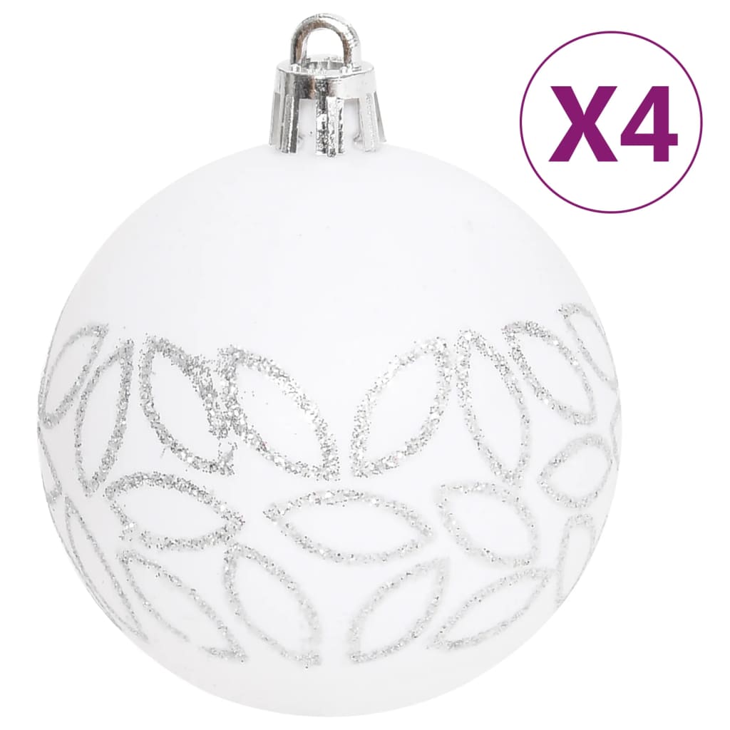 70 Piece Christmas Bauble Set Silver and White - OLBRIT