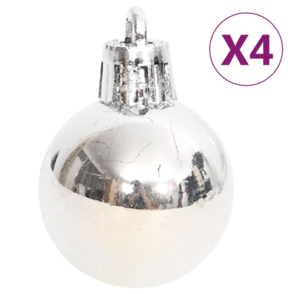 70 Piece Christmas Bauble Set Silver and White - OLBRIT