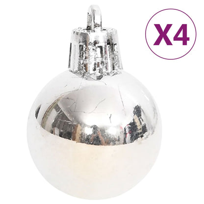 70 Piece Christmas Bauble Set Silver and White - OLBRIT