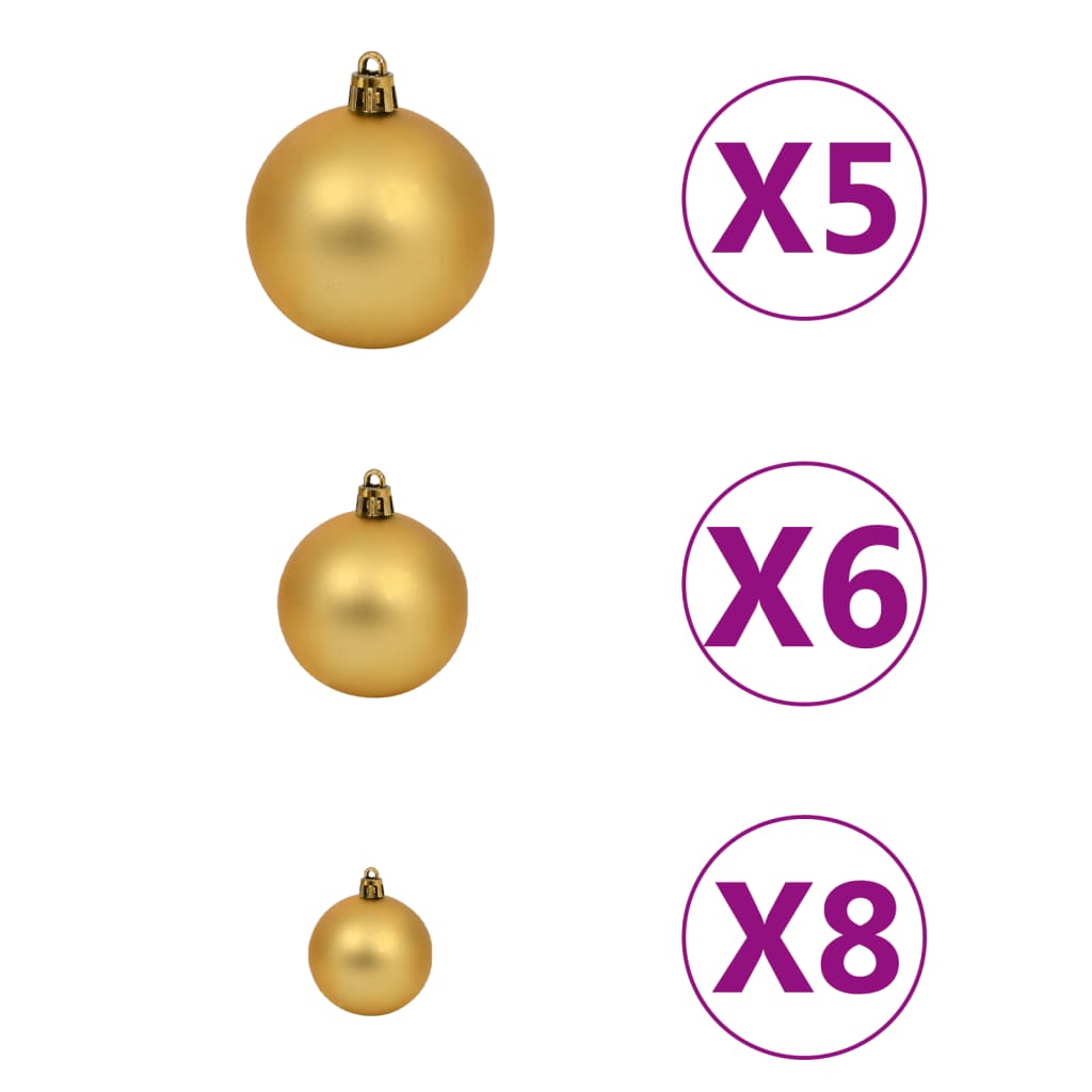 61 Piece Christmas Ball Set with Peak and 150 LEDs Gold & Bronze - OLBRIT