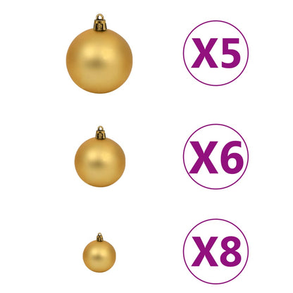 61 Piece Christmas Ball Set with Peak and 150 LEDs Gold & Bronze - OLBRIT