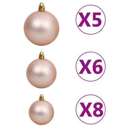 61 Piece Christmas Ball Set with Peak and 150 LEDs Rose Gold - OLBRIT