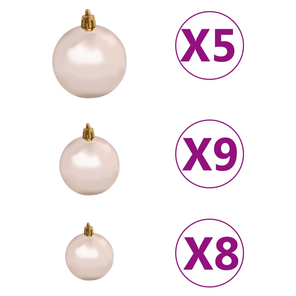 61 Piece Christmas Ball Set with Peak and 150 LEDs Rose Gold - OLBRIT