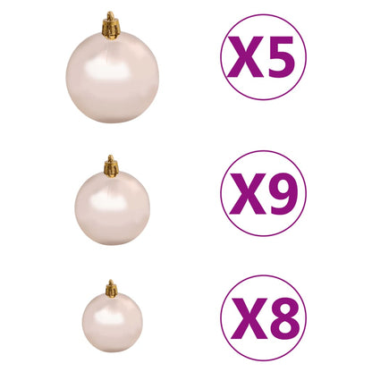 61 Piece Christmas Ball Set with Peak and 150 LEDs Rose Gold - OLBRIT