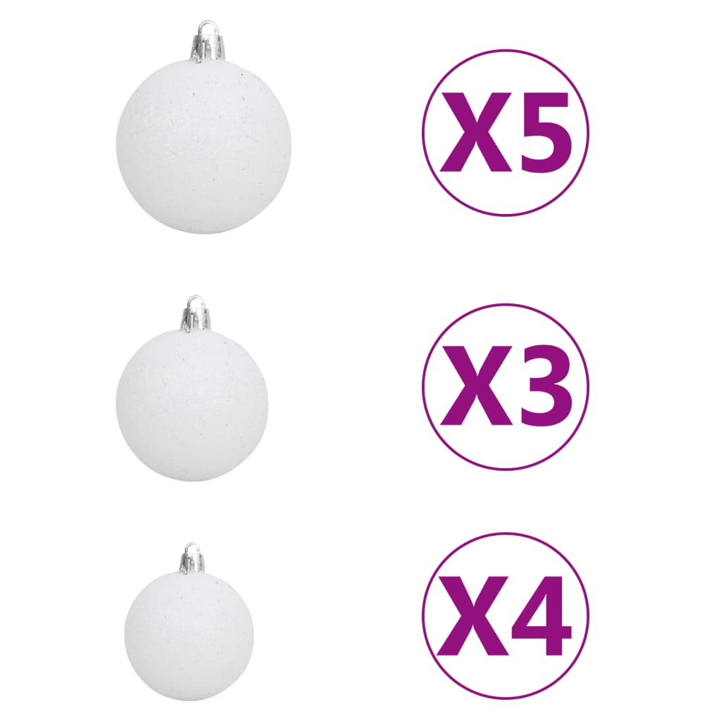 61 Piece Christmas Ball Set with Peak and 150 LEDs White & Grey - OLBRIT