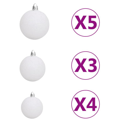 61 Piece Christmas Ball Set with Peak and 150 LEDs White & Grey - OLBRIT