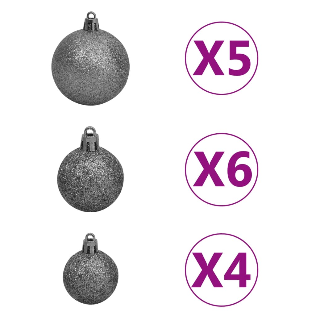 61 Piece Christmas Ball Set with Peak and 150 LEDs White & Grey - OLBRIT