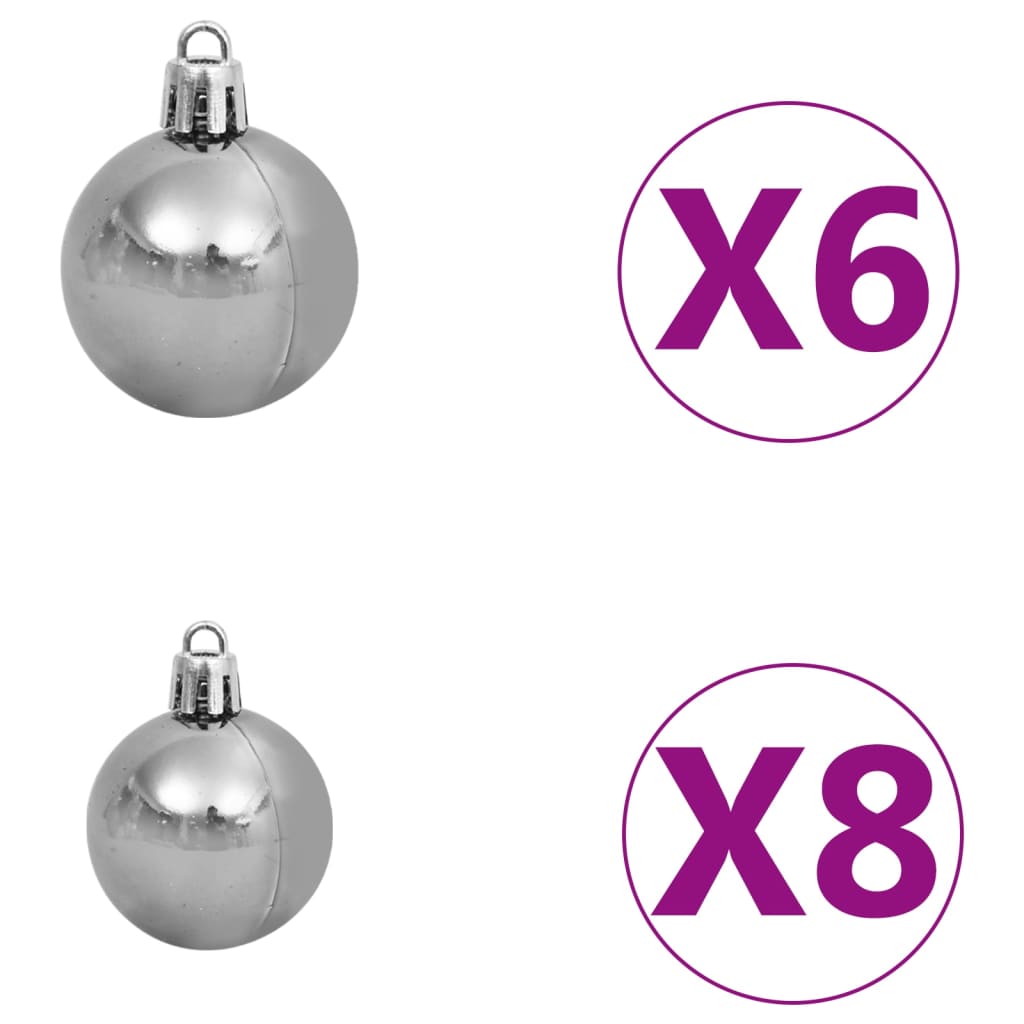 61 Piece Christmas Ball Set with Peak and 150 LEDs White & Grey - OLBRIT