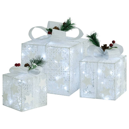 Decorative Christmas Gift Boxes 3 pcs White Outdoor Indoor - OLBRIT