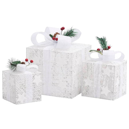 Decorative Christmas Gift Boxes 3 pcs White Outdoor Indoor - OLBRIT