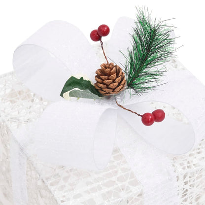 Decorative Christmas Gift Boxes 3 pcs White Outdoor Indoor - OLBRIT