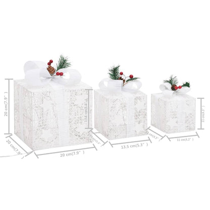 Decorative Christmas Gift Boxes 3 pcs White Outdoor Indoor - OLBRIT
