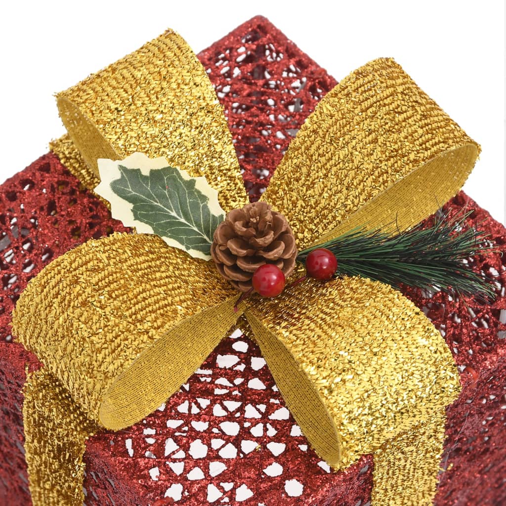 Decorative Christmas Gift Boxes 3 pcs Red Outdoor Indoor - OLBRIT