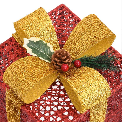 Decorative Christmas Gift Boxes 3 pcs Red Outdoor Indoor - OLBRIT