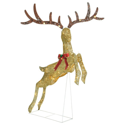 Flying Reindeer Christmas Decoration 120 LEDs Gold Warm White - OLBRIT