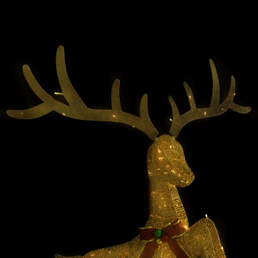 Flying Reindeer Christmas Decoration 120 LEDs Gold Warm White - OLBRIT