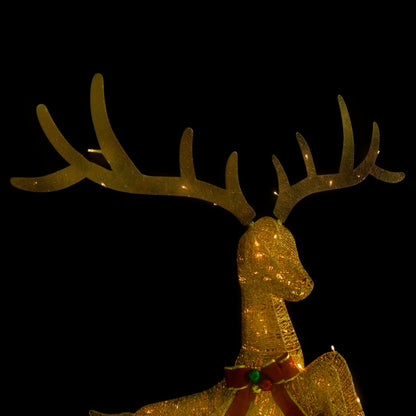 Flying Reindeer Christmas Decoration 120 LEDs Gold Warm White - OLBRIT