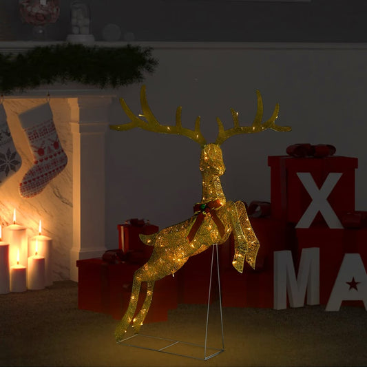 Flying Reindeer Christmas Decoration 120 LEDs Gold Warm White - OLBRIT