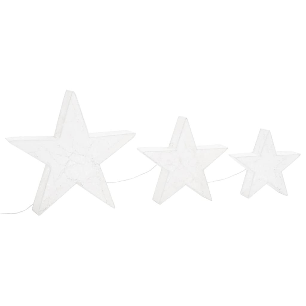Christmas Decoration Stars 3 pcs White Mesh LED Outdoor Indoor - OLBRIT
