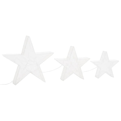 Christmas Decoration Stars 3 pcs White Mesh LED Outdoor Indoor - OLBRIT
