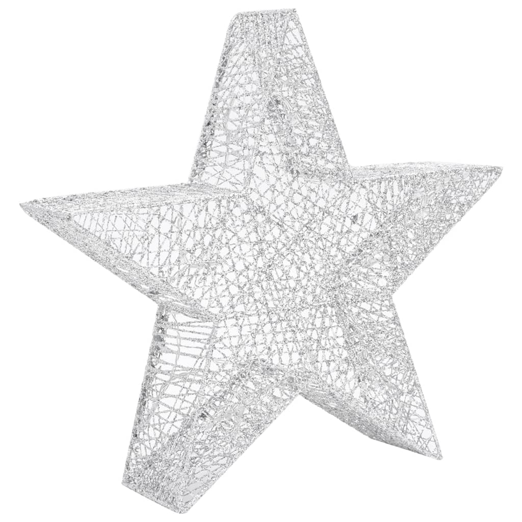 Christmas Decoration Stars 3 pcs Silver Mesh LED Outdoor Indoor - OLBRIT