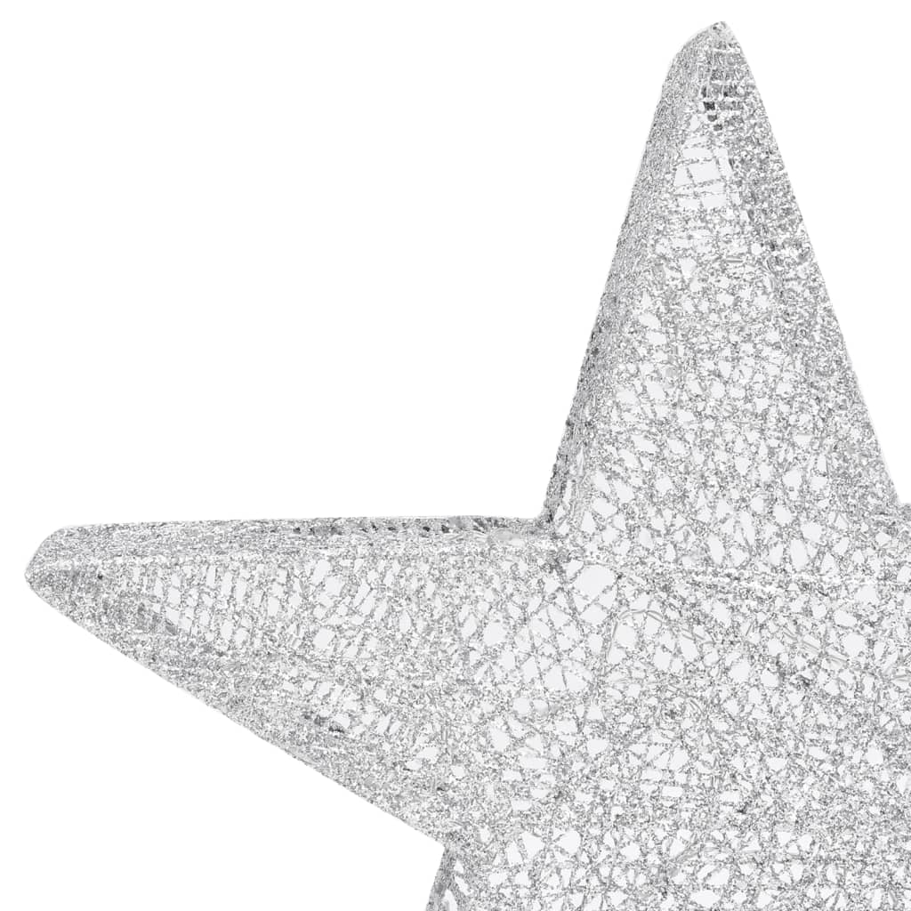Christmas Decoration Stars 3 pcs Silver Mesh LED Outdoor Indoor - OLBRIT