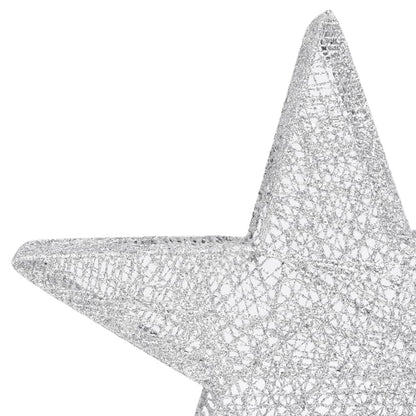 Christmas Decoration Stars 3 pcs Silver Mesh LED Outdoor Indoor - OLBRIT