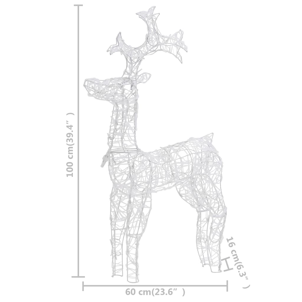 Reindeer Christmas Decoration 90 LEDs 60x16x100 cm Acrylic - OLBRIT
