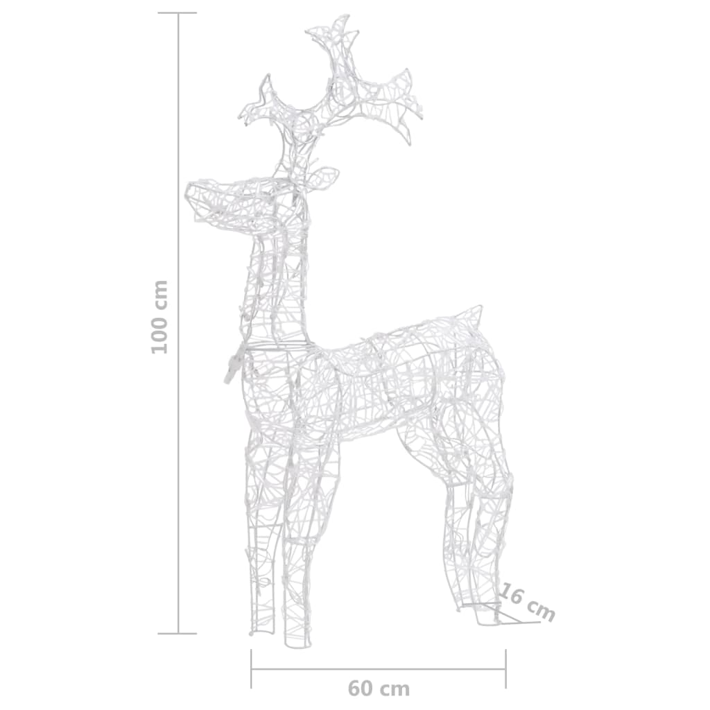 Reindeer Christmas Decoration 90 LEDs 60x16x100 cm Acrylic - OLBRIT