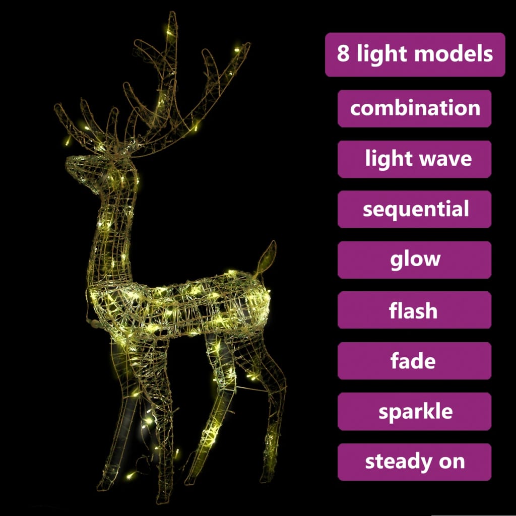Acrylic Reindeer Christmas Decoration 140 LEDs 120cm Warm White - OLBRIT