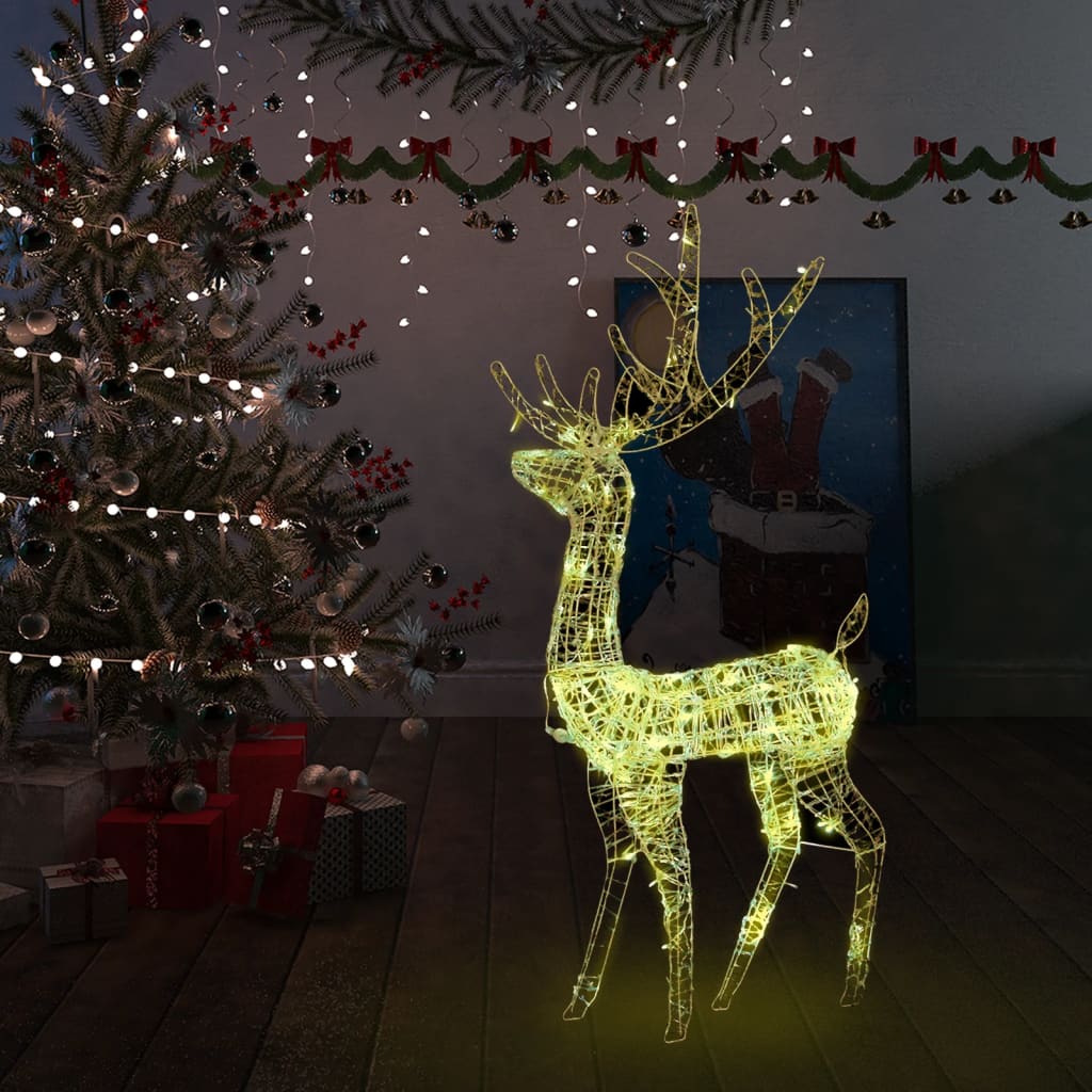 Acrylic Reindeer Christmas Decoration 140 LEDs 120cm Warm White - OLBRIT