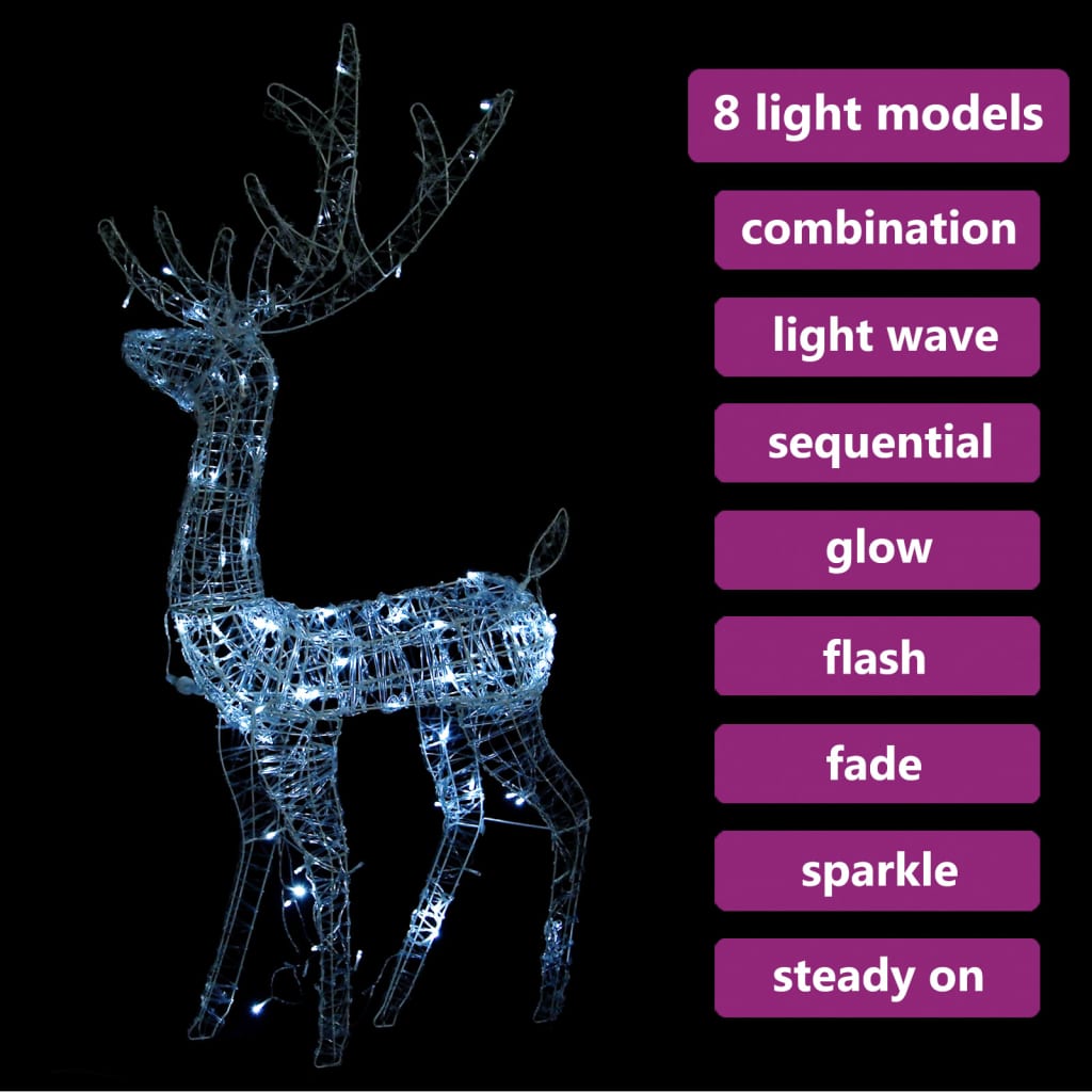 Acrylic Reindeer Christmas Decoration 140 LEDs 120 cm Cold White - OLBRIT