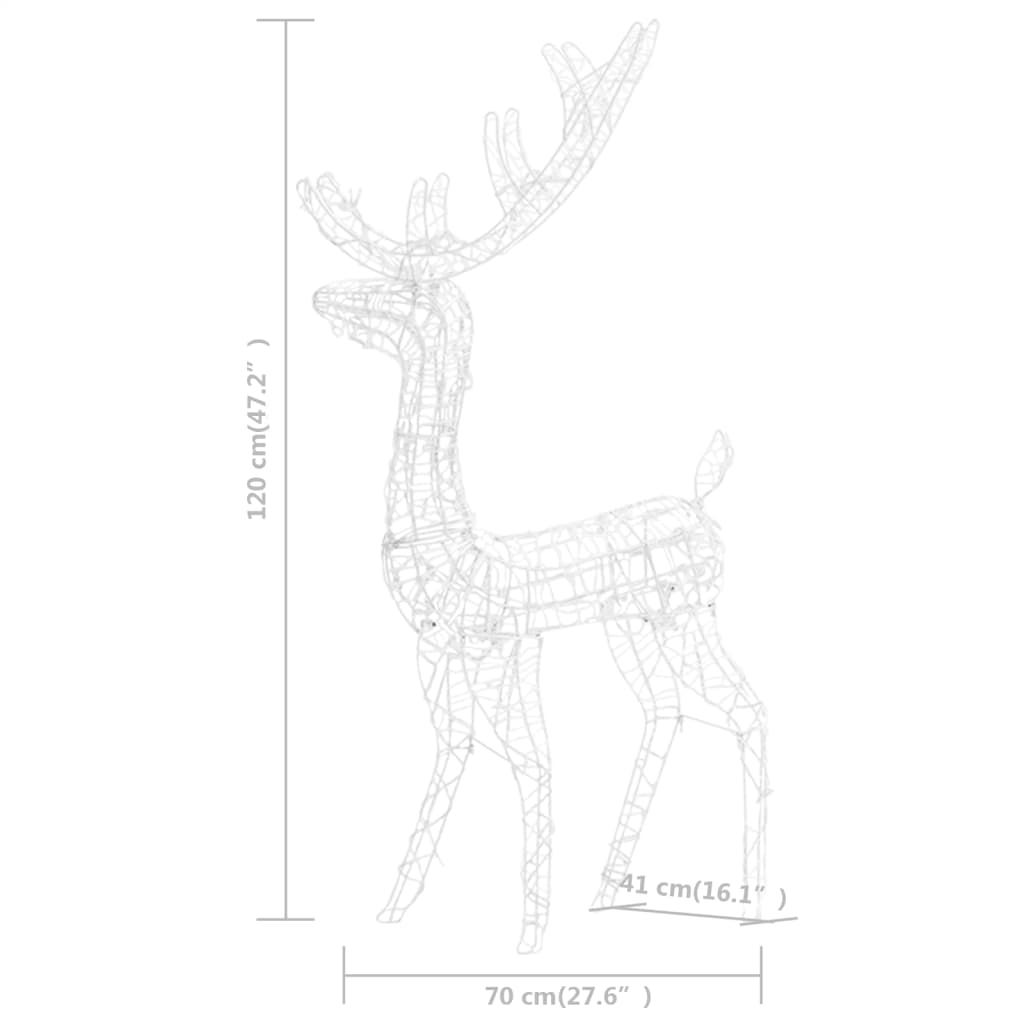Acrylic Reindeer Christmas Decoration 140 LEDs 120 cm Cold White - OLBRIT
