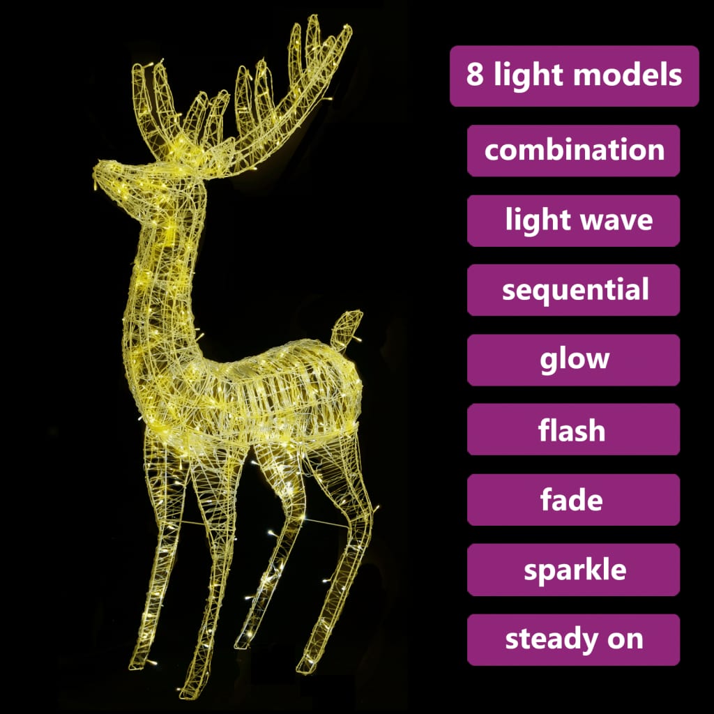 XXL Acrylic Christmas Reindeer 250 LED 180 cm Warm White - OLBRIT