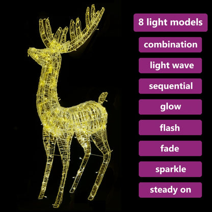 XXL Acrylic Christmas Reindeer 250 LED 180 cm Warm White - OLBRIT