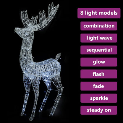XXL Acrylic Christmas Reindeer 250 LED 180 cm Cold white - OLBRIT