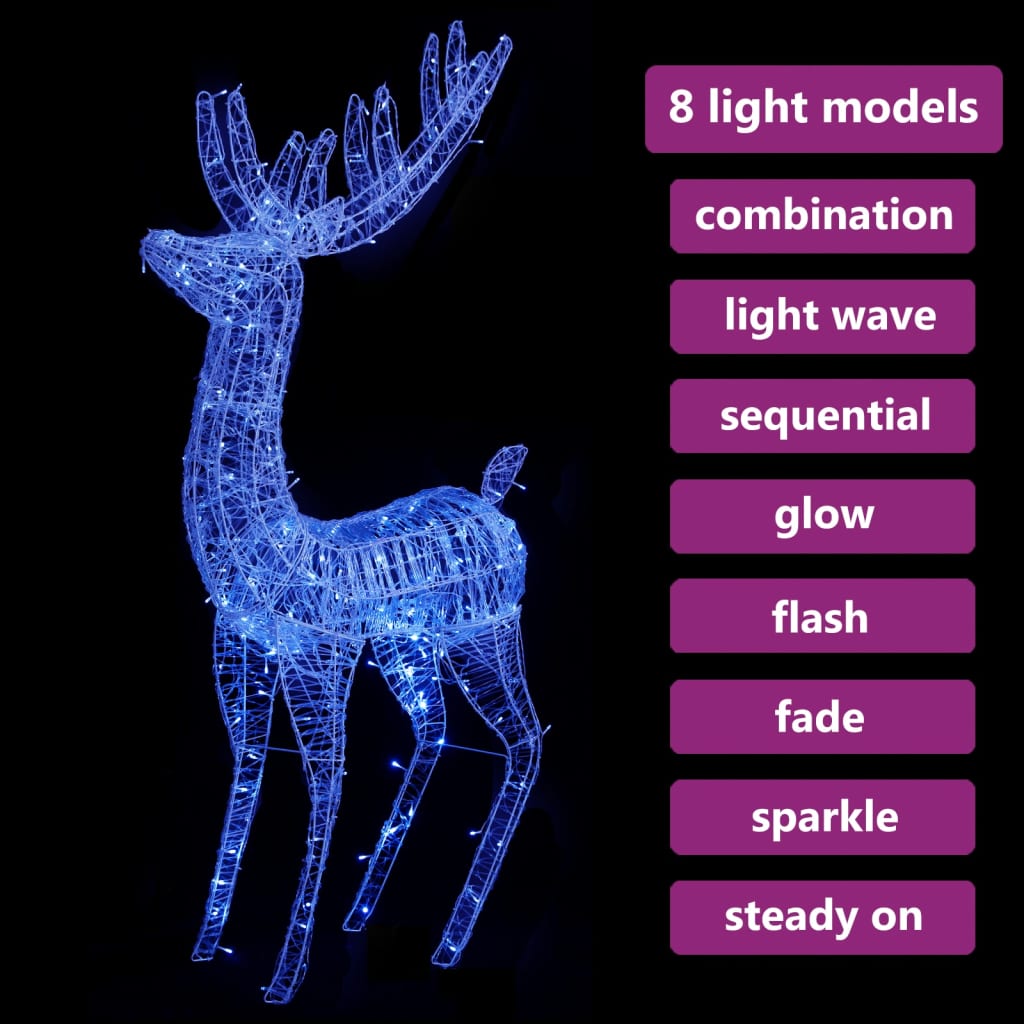 XXL Acrylic Christmas Reindeer 250 LED 180 cm Blue - OLBRIT