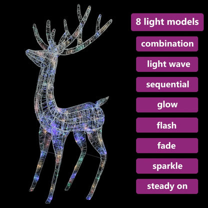 XXL Acrylic Christmas Reindeer 250 LED 180 cm Colourful - OLBRIT