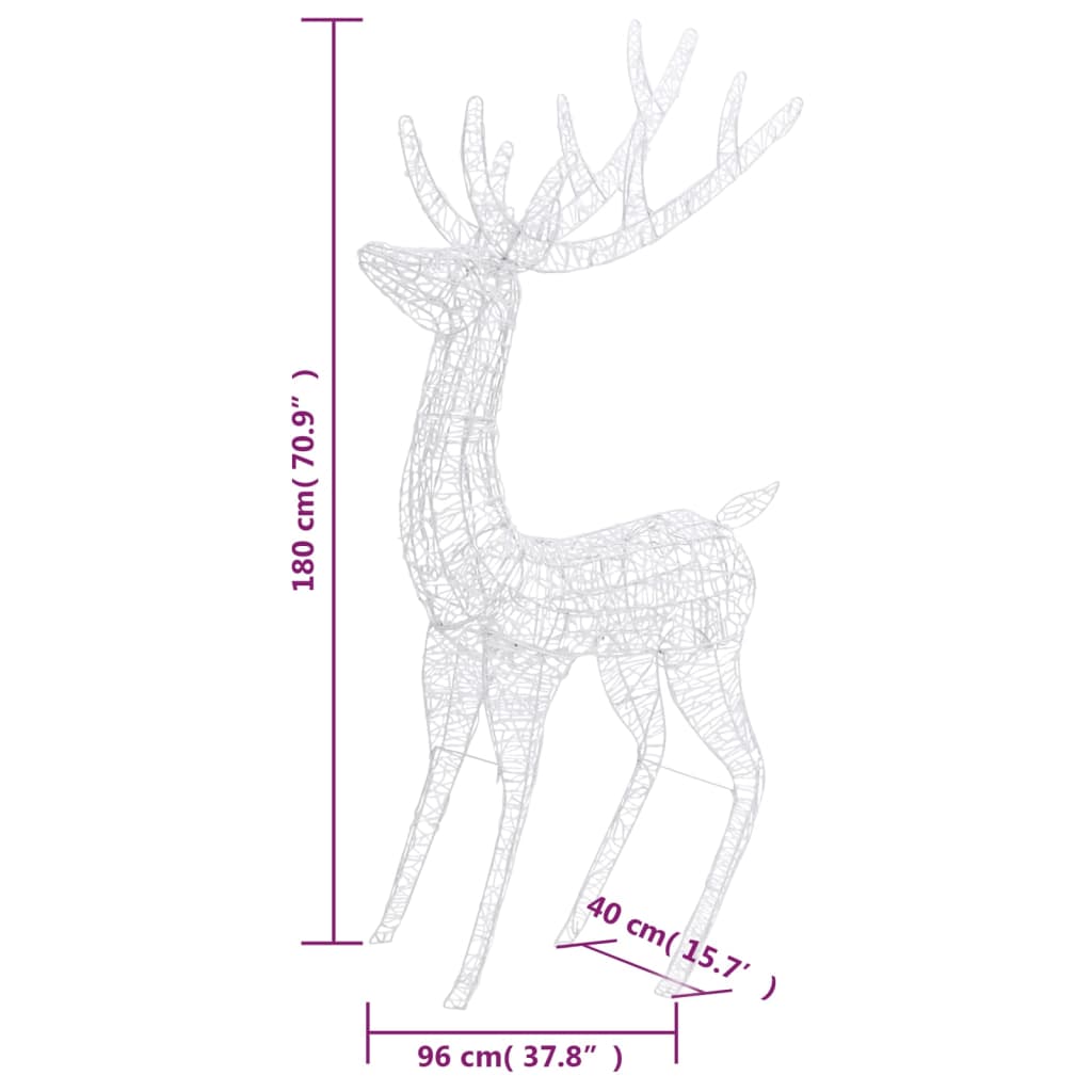 XXL Acrylic Christmas Reindeer 250 LED 180 cm Colourful - OLBRIT