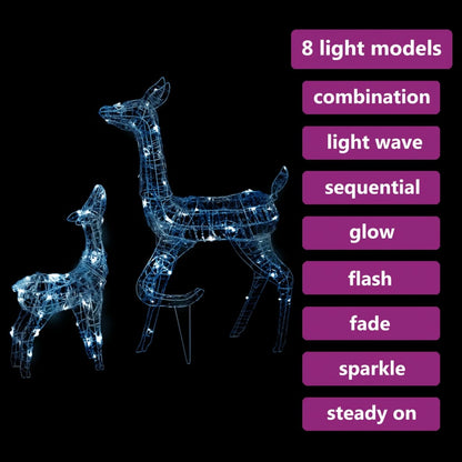 Acrylic Reindeer Family Christmas Decoration 160 LED Cold White - OLBRIT